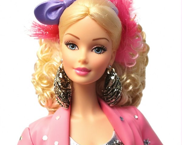 Fashionable doll with glamorous blonde hair and chic outfit