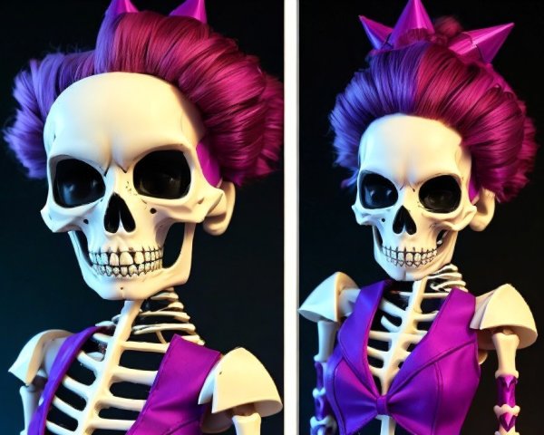 Stylized Skeleton Figure with Whimsical Aesthetic