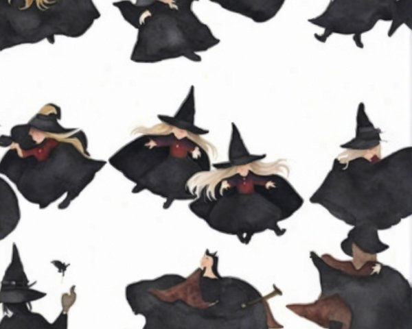 Whimsical Witches Pattern with Magical Illustrations