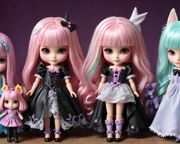 Collection of Five Whimsical Dolls with Unique Designs