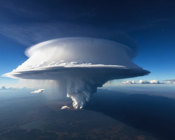 Dramatic Swirling Cloud Formation in Deep Blue Sky
