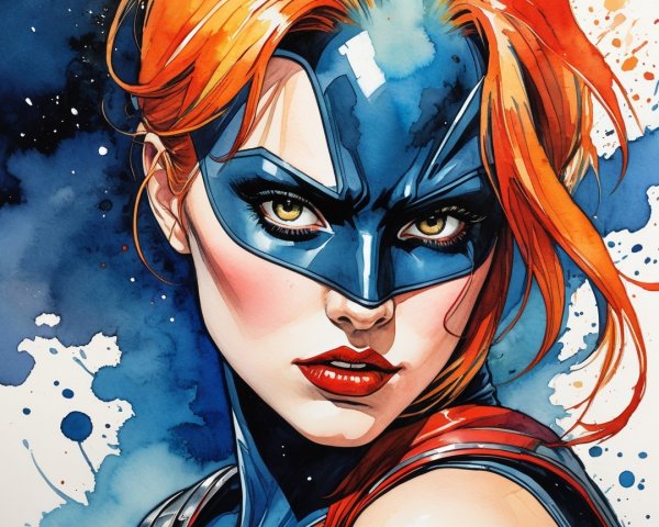 Fierce Female Superhero in Comic-Style Illustration