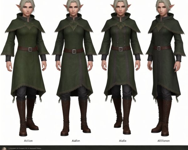Elf Character Design with Four Appearance Variations