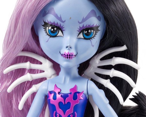 Enchanting Doll with Blue Skin and Skeletal Wings