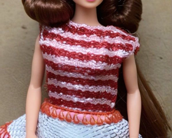 Fashion Doll with Brown Hair and Striped Outfit