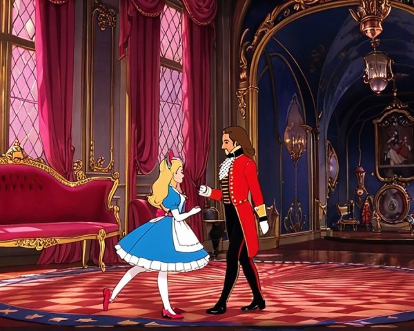 Elegant Dance in a Lavishly Decorated Room