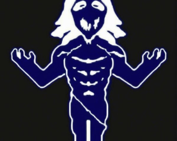 Stylized Figure with Muscular Build and Eerie Features