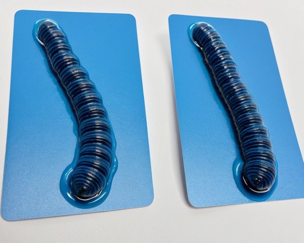 Glossy Blue Caterpillar Figures on Cards