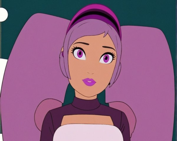 Girl with Short Purple Hair and Modern Outfit