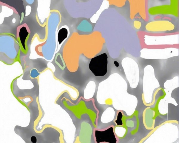 Vibrant Abstract Composition with Bold Shapes and Colors
