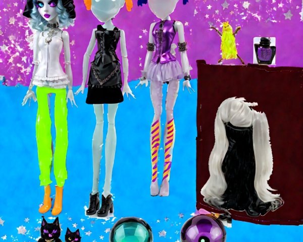 Stylized Dolls with Unique Hairstyles and Outfits