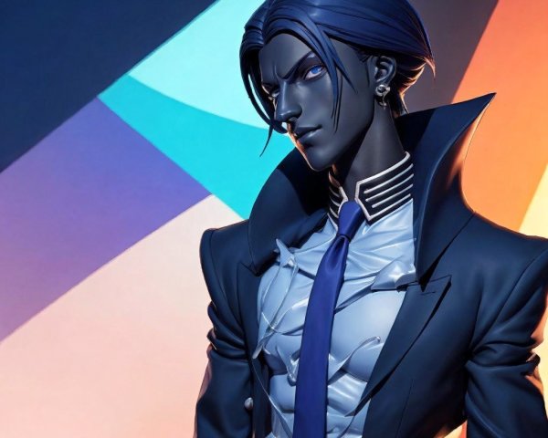 Anime-Inspired Character with Stylish Features and Colors