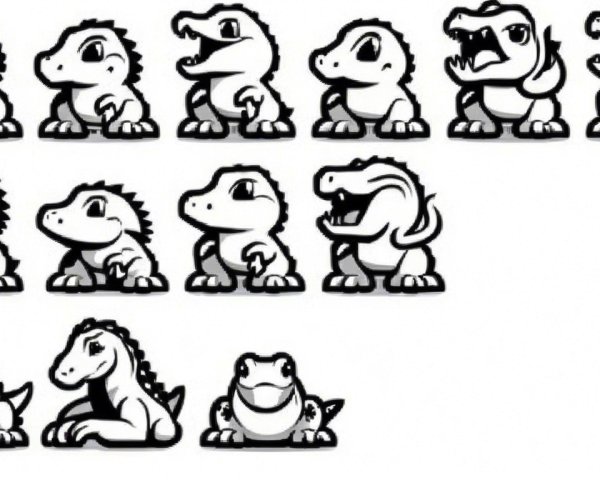 Cartoon Dinosaurs in Playful Expressions and Designs