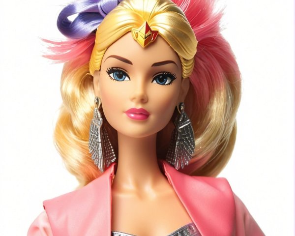 Glamorous Fashion Doll with Colorful Hair and Outfit