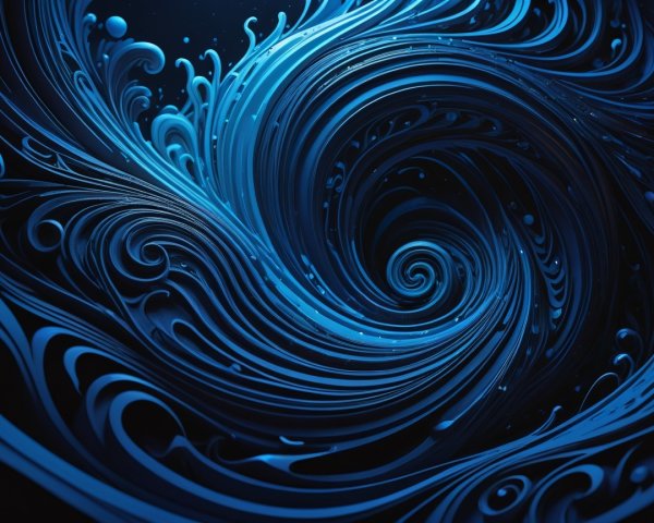 Dynamic Underwater Scene with Blue Waves and Shapes