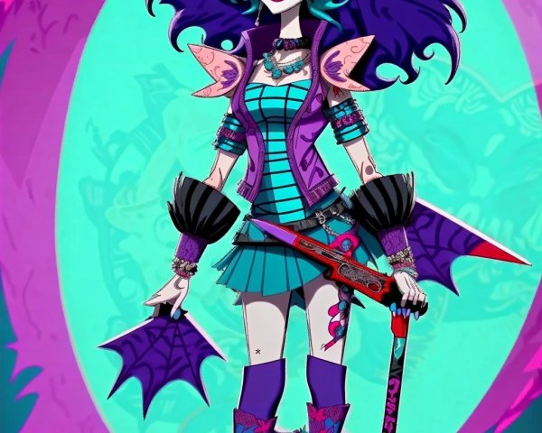 Colorful Edgy Character with Bold Style and Accessories