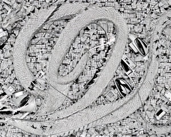 Monochromatic Serpent Among Abstract Electronic Components