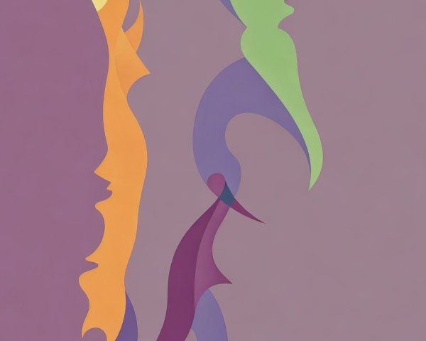 Abstract Composition of Colorful Human Profiles