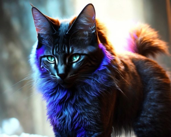 Beautiful Cat with Dark Coat and Green Eyes