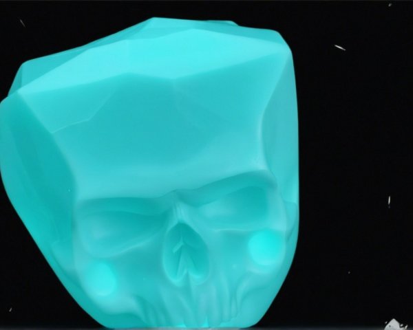 Abstract Turquoise Skull Sculpture on Black Background
