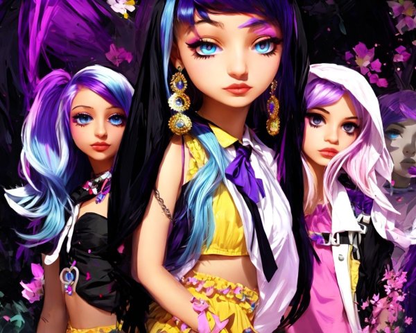 Manga-Inspired Characters with Vibrant Hairstyles