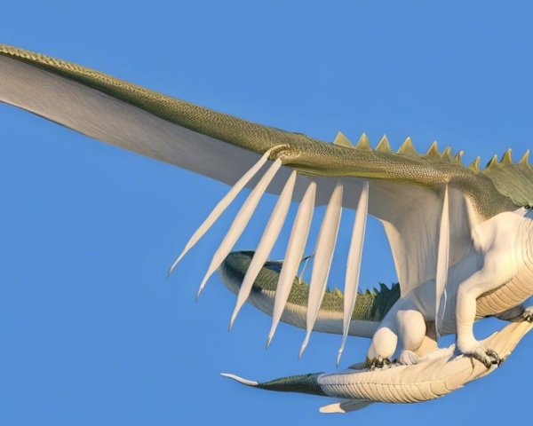 Majestic dragon soaring in clear blue sky