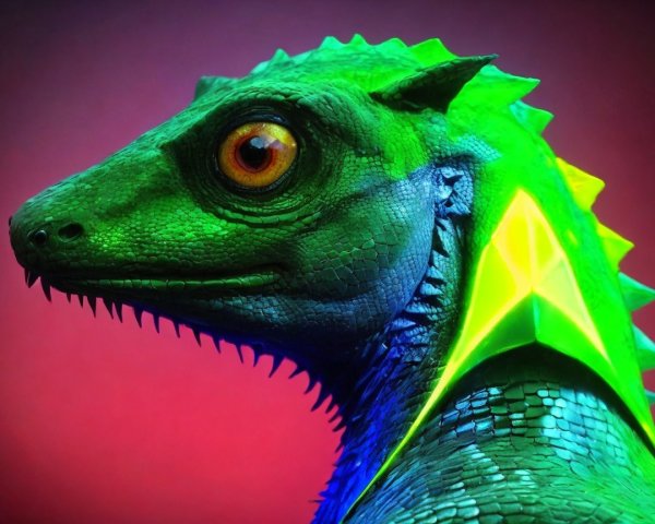 Stylized Reptilian Creature with Vibrant Colors