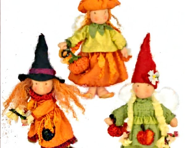 Handcrafted Fall-Themed Dolls with Unique Costumes