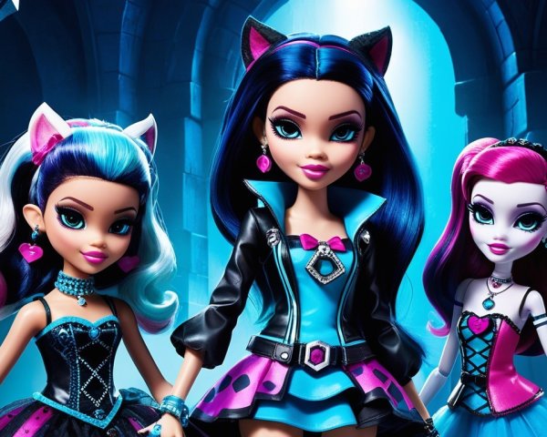 Stylized Dolls with Edgy Hairstyles and Fashionable Outfits