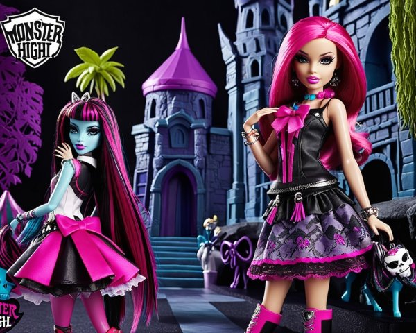 Stylish Monster High Dolls with Mystical Castle Backdrop