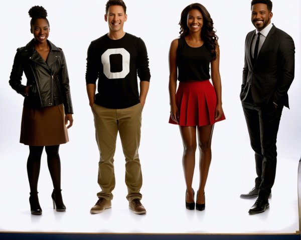 Diverse Group of Four Individuals in Stylish Attire
