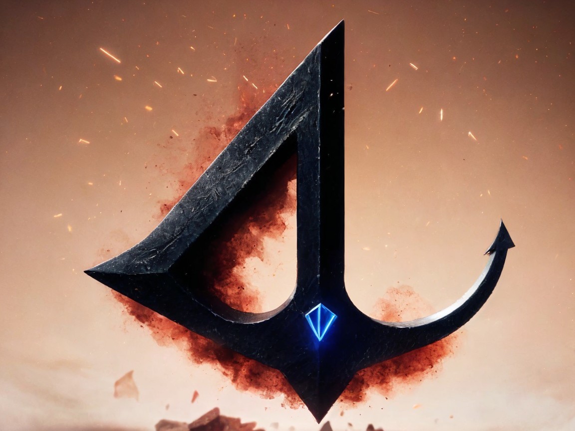 Stylized emblem with anchor and angular design elements