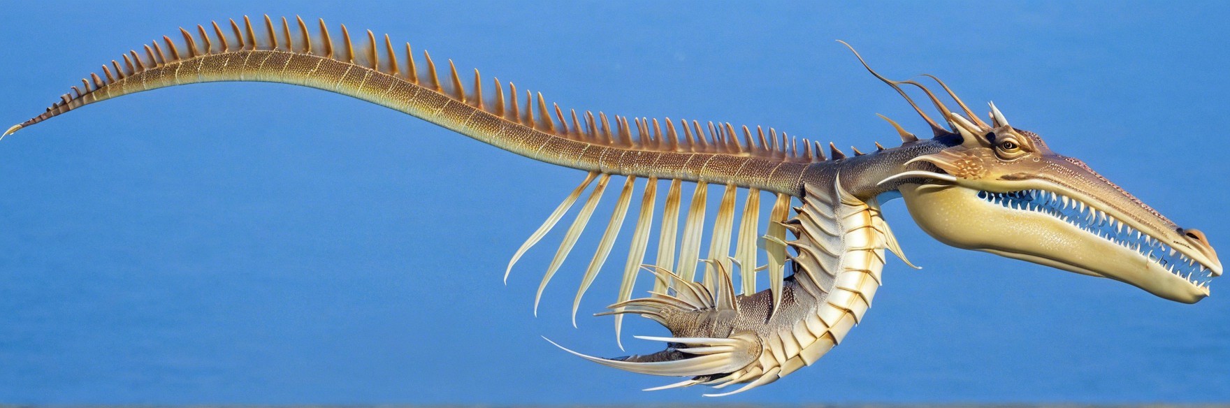 Fantastical Sea Creature with Serpentine Body and Fins