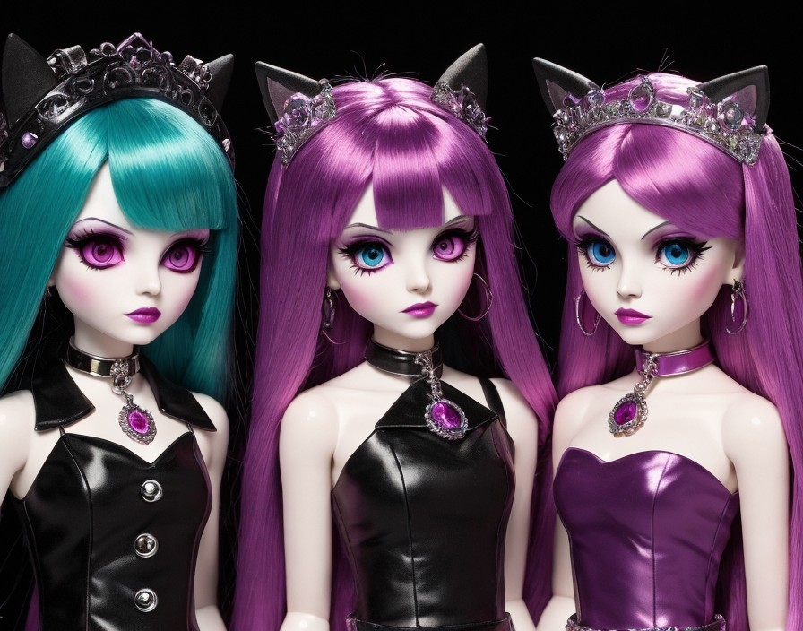 Elegant Dolls with Vibrant Hair and Stylish Outfits