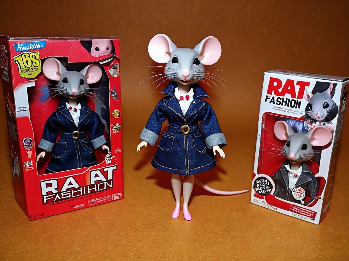 Fashion Doll Styled as Mouse in Denim Coat