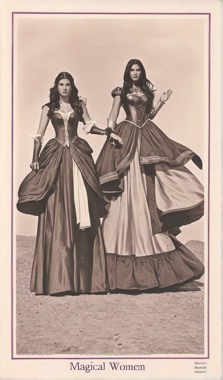 Elegant Vintage-Inspired Gowns on Two Women
