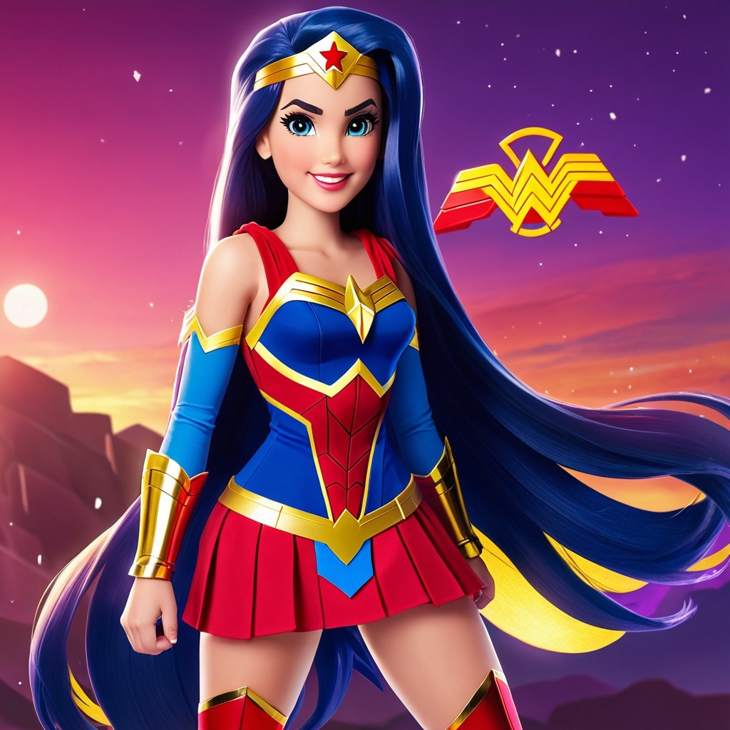 Stylized Animated Character Inspired by Wonder Woman