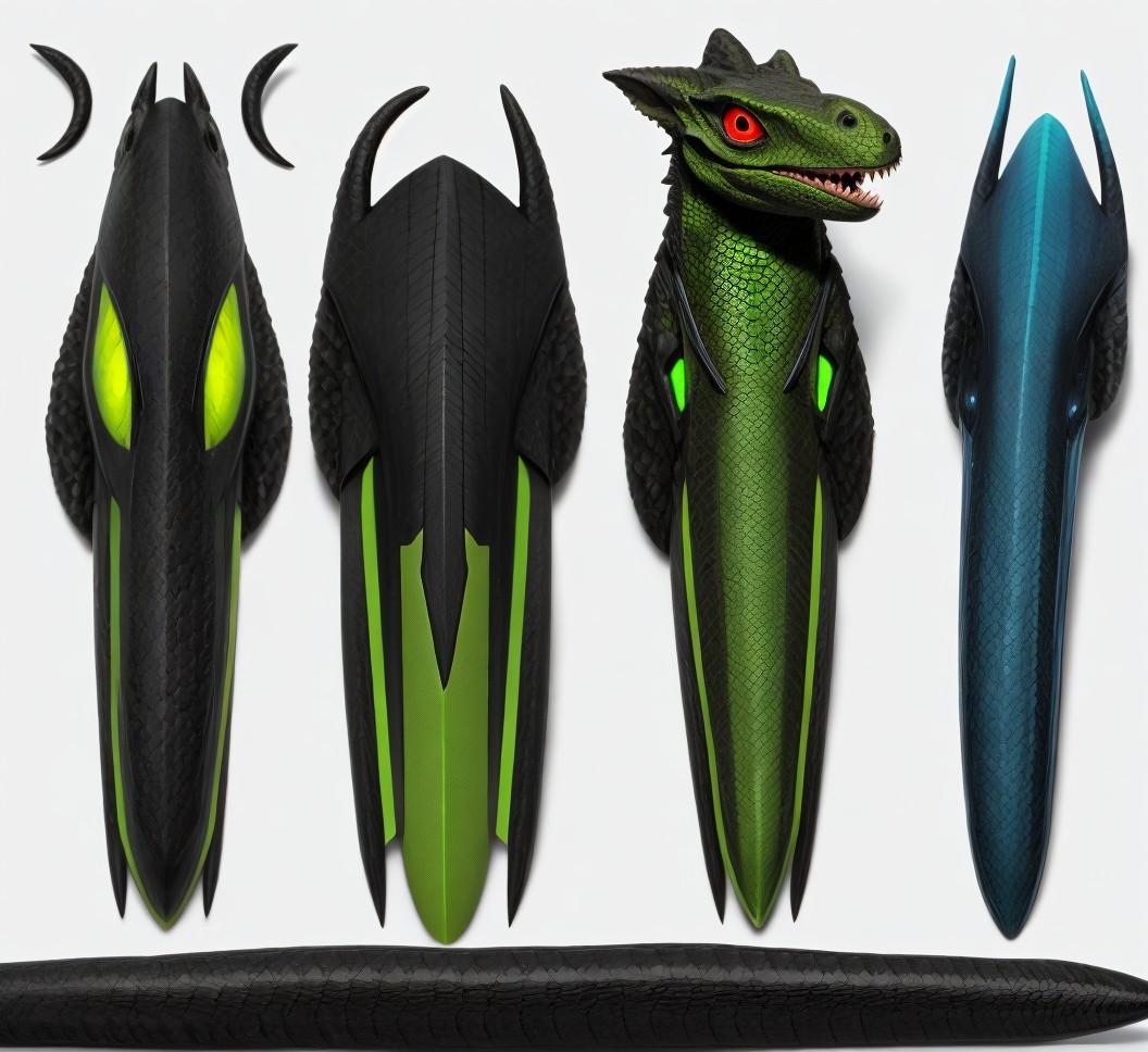 Four Unique Dragon Heads with Distinct Designs