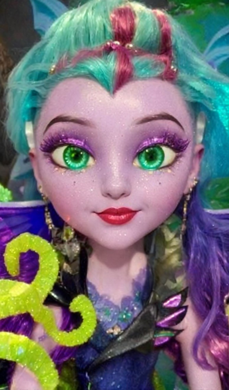Colorful Fantasy Doll with Teal and Purple Hair