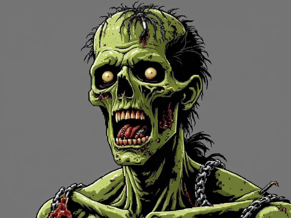 Grotesque Zombie Character with Decaying Features