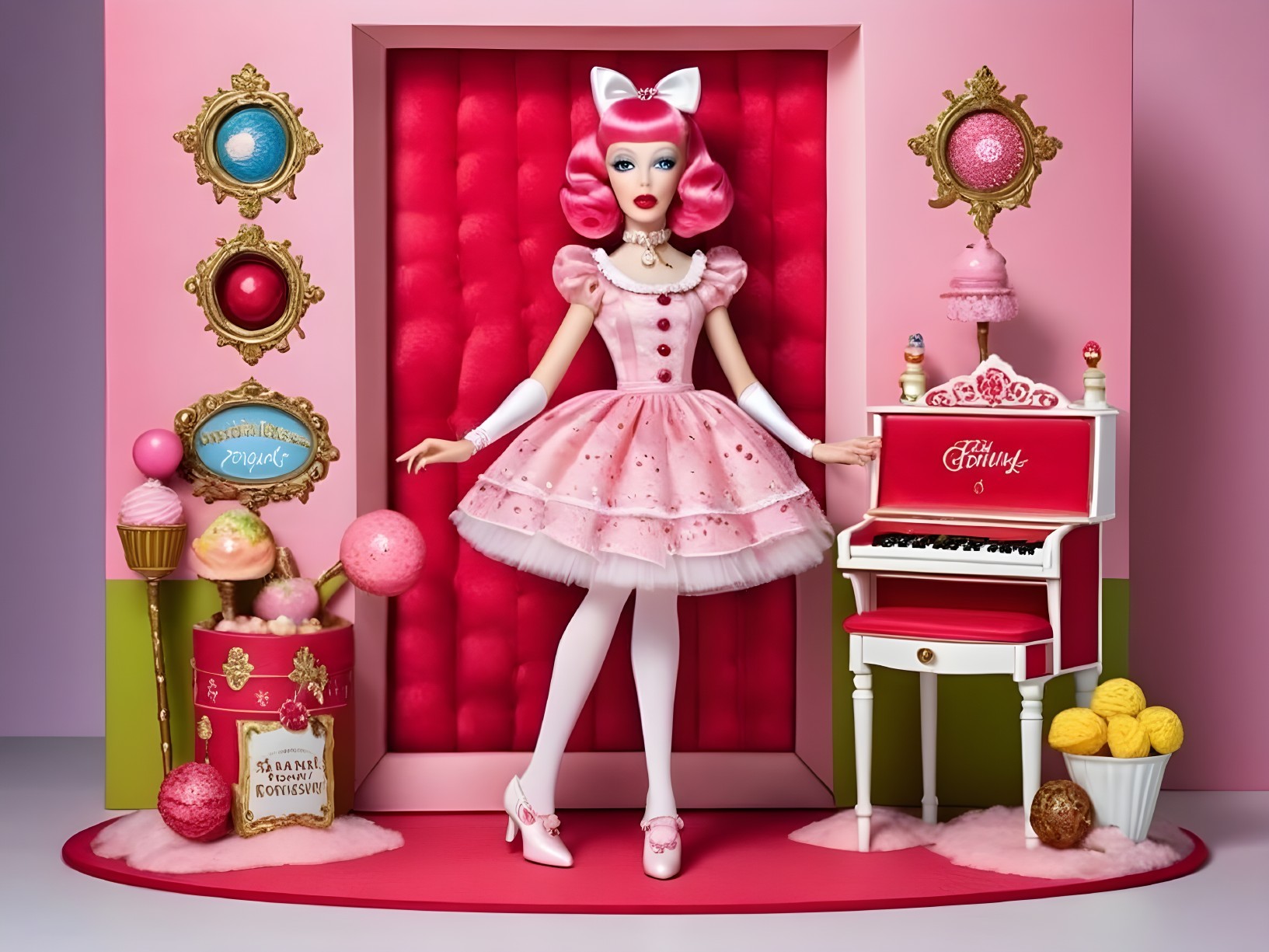 Charming Doll in Whimsical Fairytale Setting