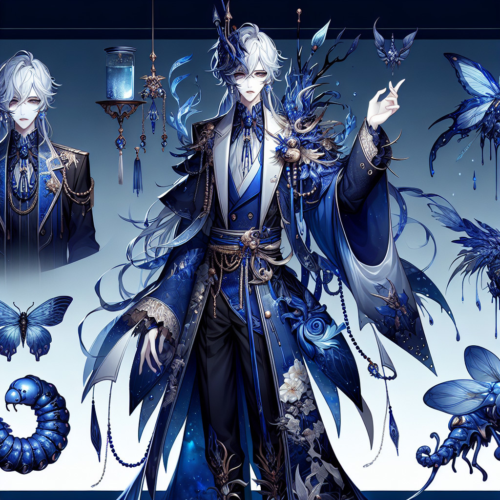 Elaborate Blue and Silver Outfit with Mystical Elements