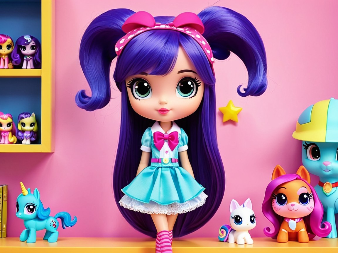 Vibrant Doll with Playful Hairstyle and Pastel Outfit