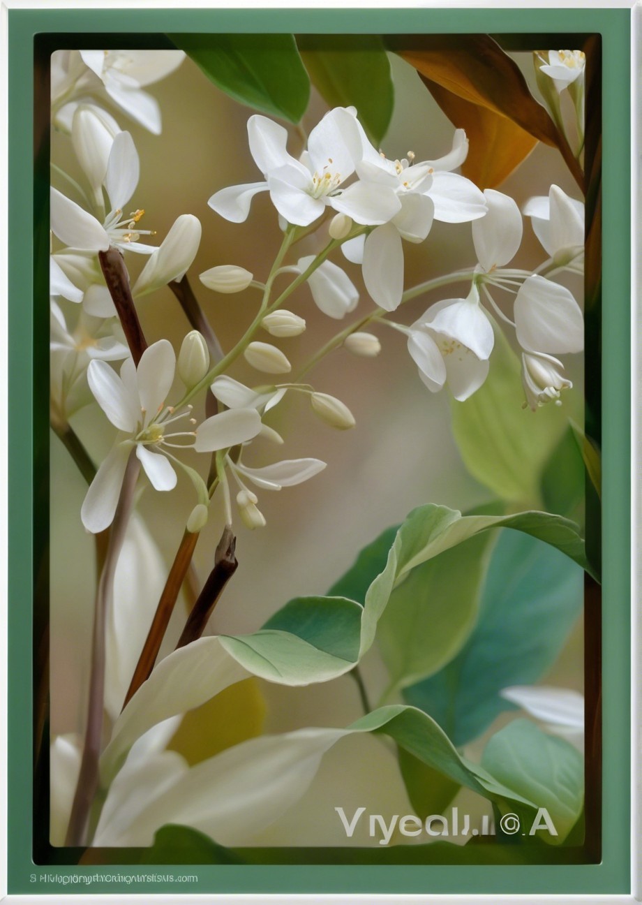 Close-Up of White Blossoms Among Green Leaves