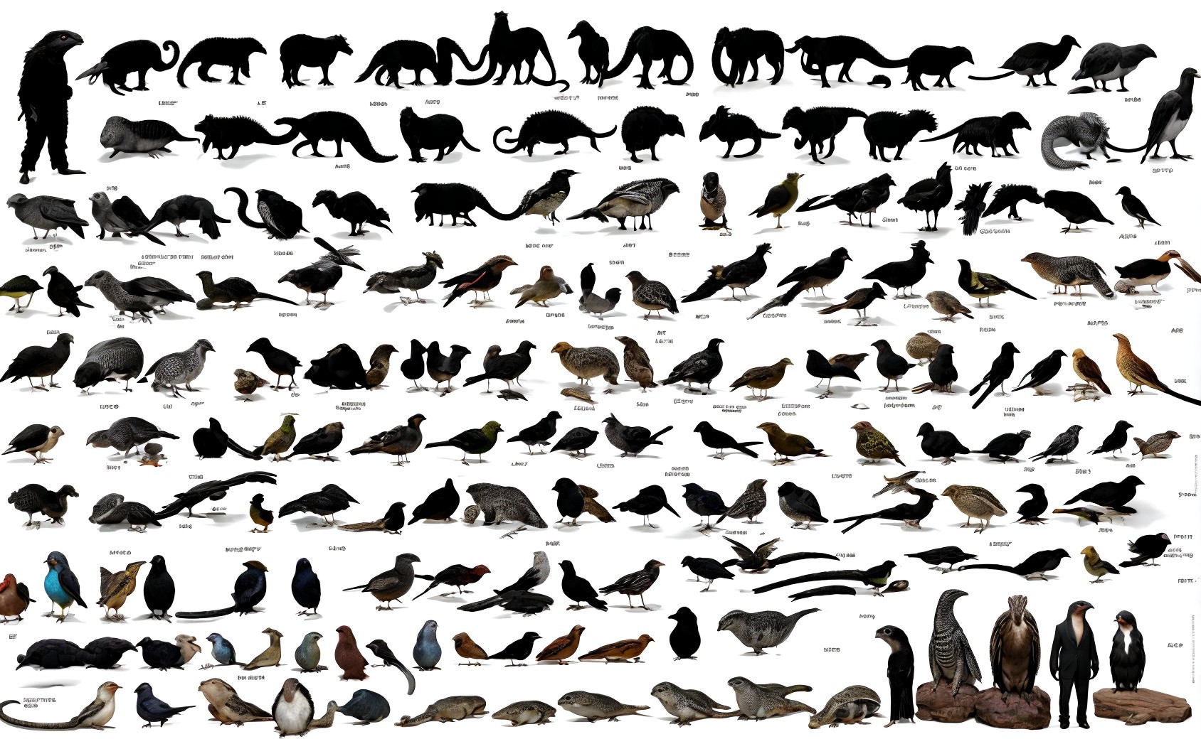 Diverse Animal Silhouettes and Illustrations for Identification