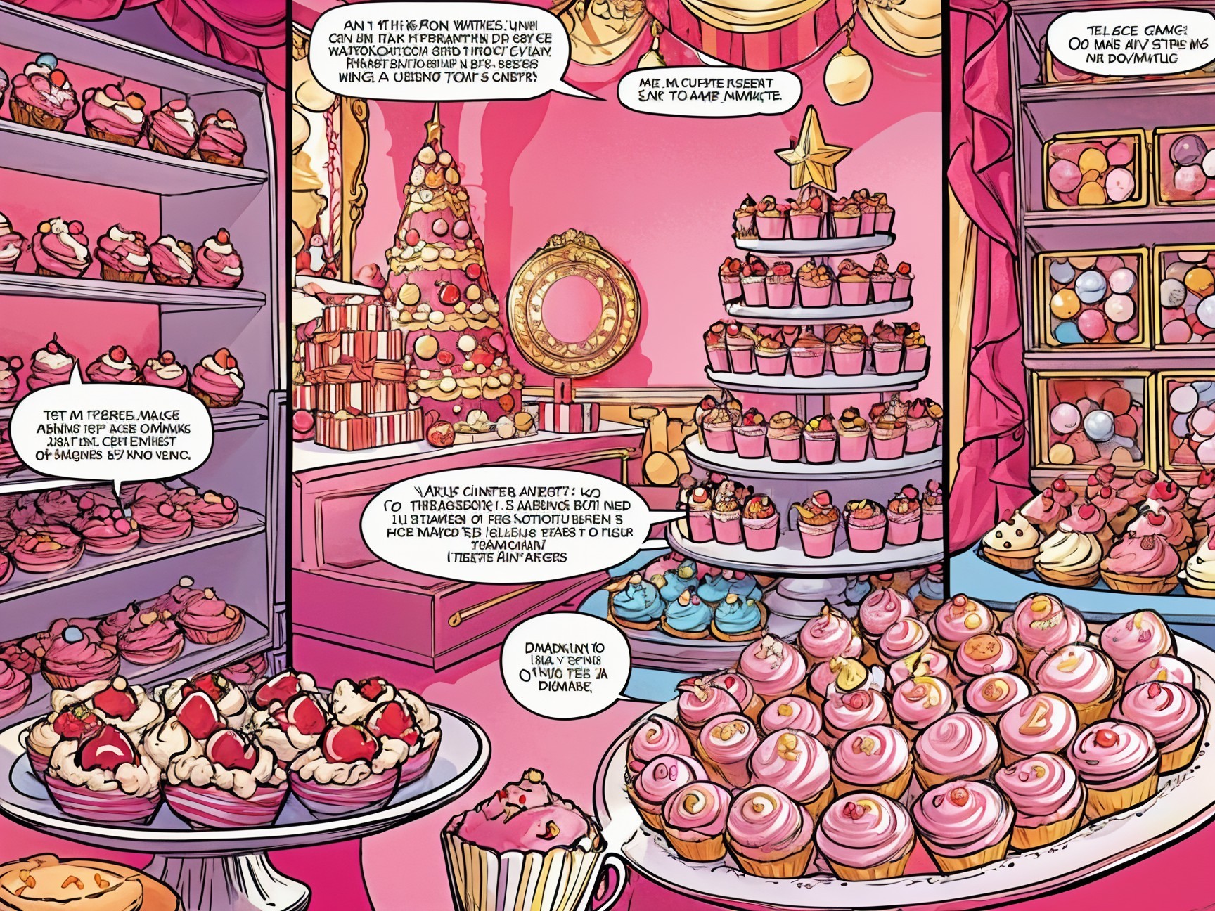 Pink Cafe Displaying Cupcakes and Bonbons