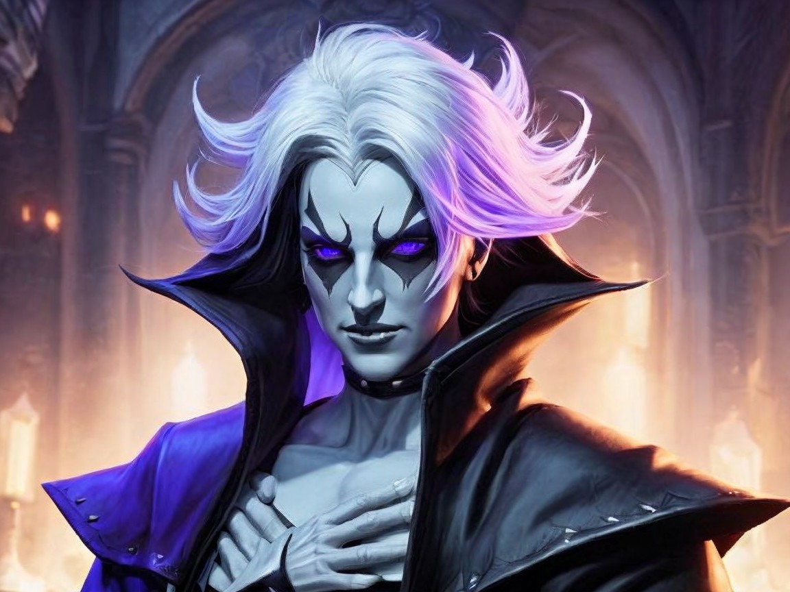 Mysterious Figure in Gothic Setting with Dramatic Features