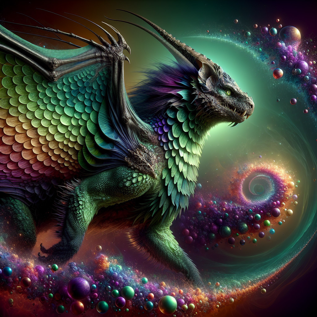 Vibrant Fantasy Creature in a Colorful Galaxy Setting