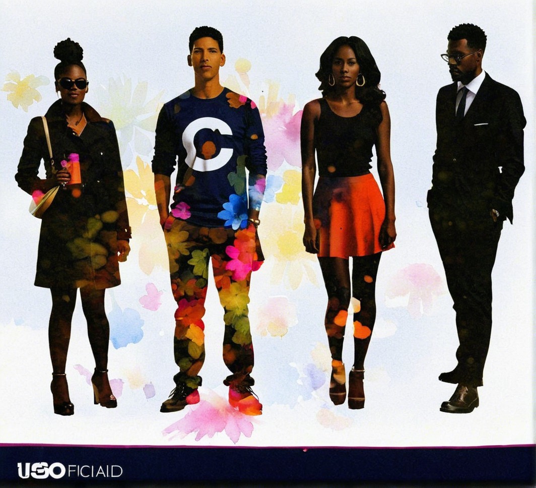 Stylish Individuals Against a Vibrant Floral Background