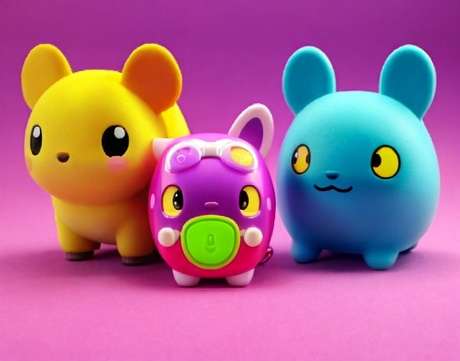 Cartoon Characters on Purple Background with Playful Vibe